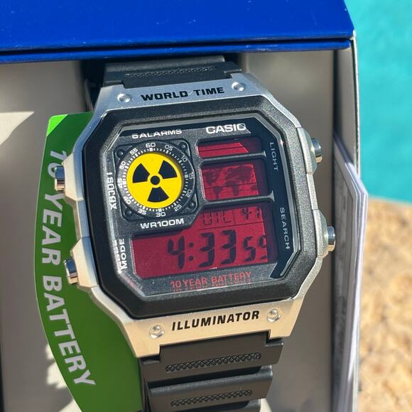 Costumed Casio AE1200WH-1CV Watch Red Apocalypse - Picture 1 of 10